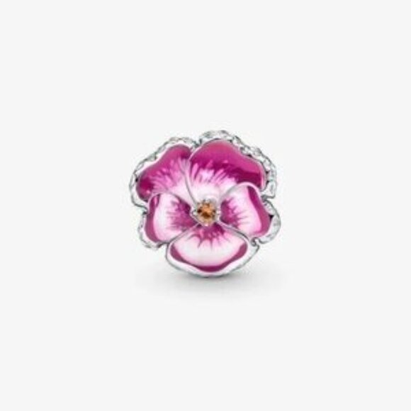 Pandora Pink Pansy Flower Charm - Picture 2 of 4